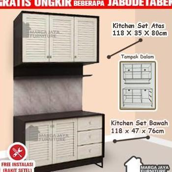 Kitchen Set 3 tu atas dan bah meja dapur lemari minimalis sayur