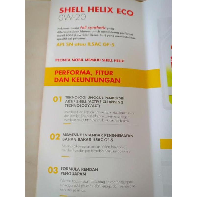 Paket Oli Shell Helix Eco 0W-20 + Filter Oli Agya/ Ayla/ Sigra/ Calya