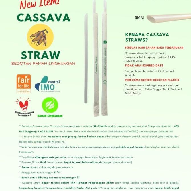 Cassava Straw/Sedotan Cassava Runcing 6mmx20cm Wrap Paper