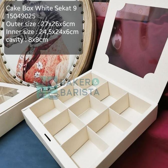 cakebox white sekat 6 / 9 box mini cake dessert premium mika kotak kue