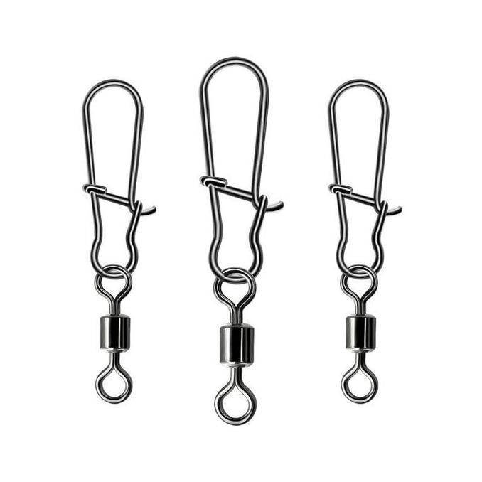 50Pcs rolling Swivel Snap Connector Bahan Stainless kili-kili pancing KUP166 original