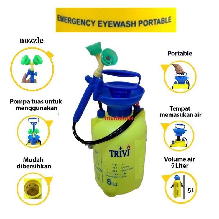 pembersih pencuci mata darurat botol penyemprot bertekanan kapasitas 3 5 8 liter trivi,emergency eye