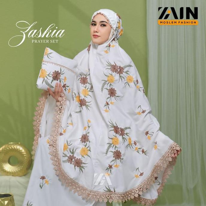 ZAIN - Mukena Dewasa Katun Bordir Bunga Zaskia Mewah Exlusive