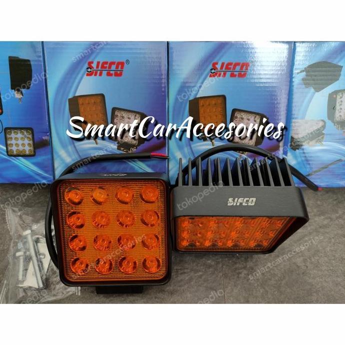 Promo Lampu Kerja Tembak Sorot Foglamp Kotak 16 Led Cree 48watt SIFCO Kuning Diskon