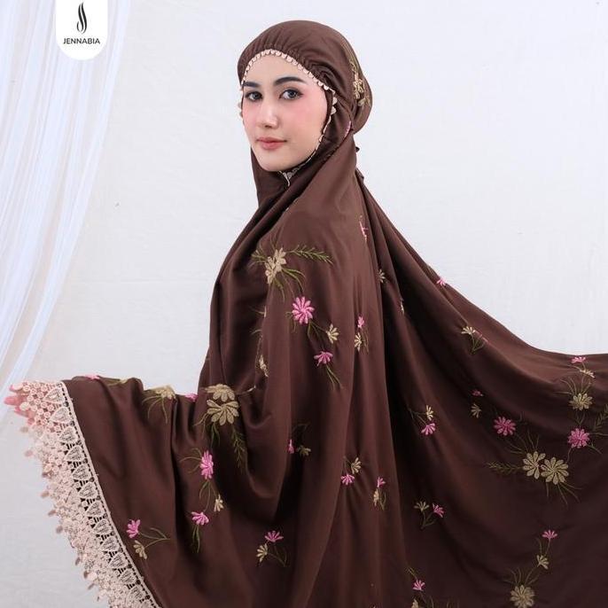 Mukena Muslim Dewasa Katun Bordir Renda Mewah Bunga Sabria Wanita Mukenah Cantik Putih