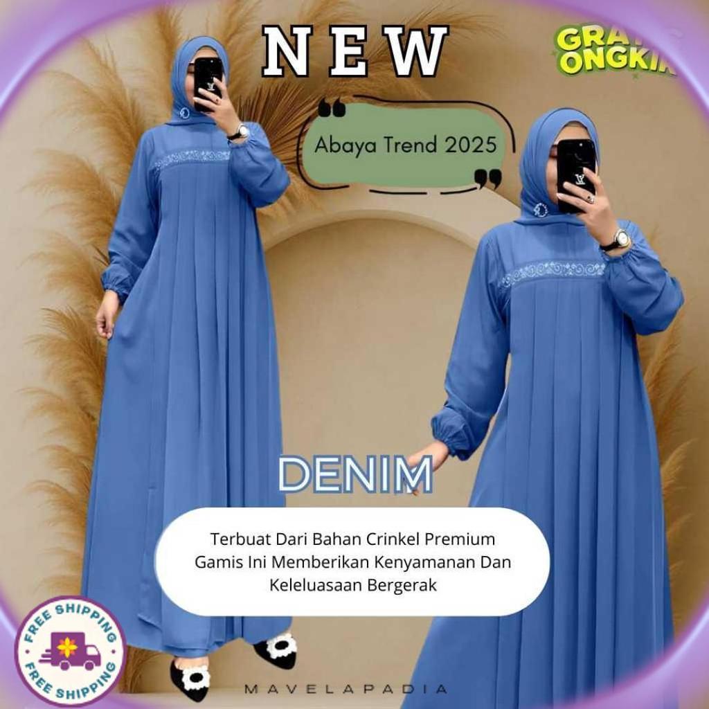 Diskon Gamis Abaya Bahan Crinkle Airflow Premium Variasi Renda/Payet