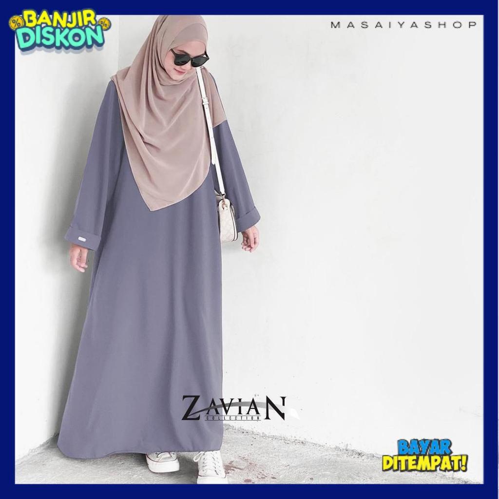 Exclusive (Bisa Cod) Zavian Long Dress Gamis Abaya Polos / Gamis Wanita Kekinian Ukuran S M L Xxl / 