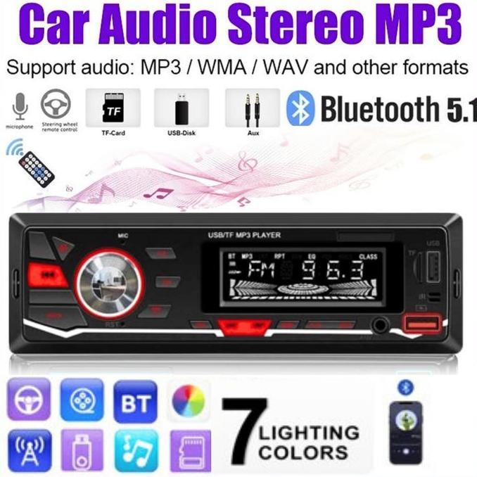 Wistrue Tape Mobil Audio Bluetooth 5.1 Super Bass Mp3 Player Lcd Rgb 7 Warna Iso Plug Carry Pickup T