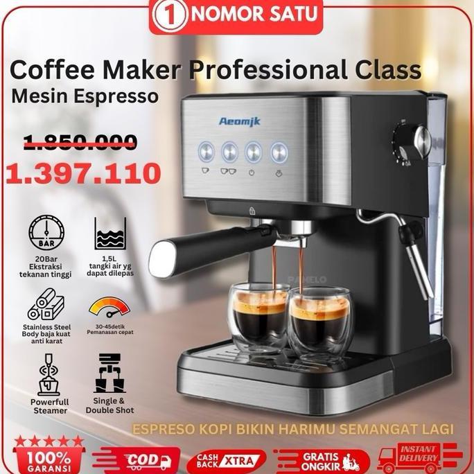 Terlaris Aeomik - Mesin Kopi Espresso 20 Bar Coffe Maker Machine Profesional