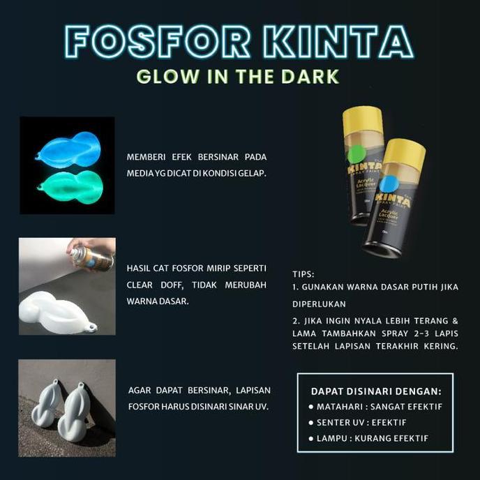 (FOSFOR) 801 FOSFOR GREEN* - KINTA Cat GLOW IN THE DARK semprot / Pilox / Spray paint 150cc