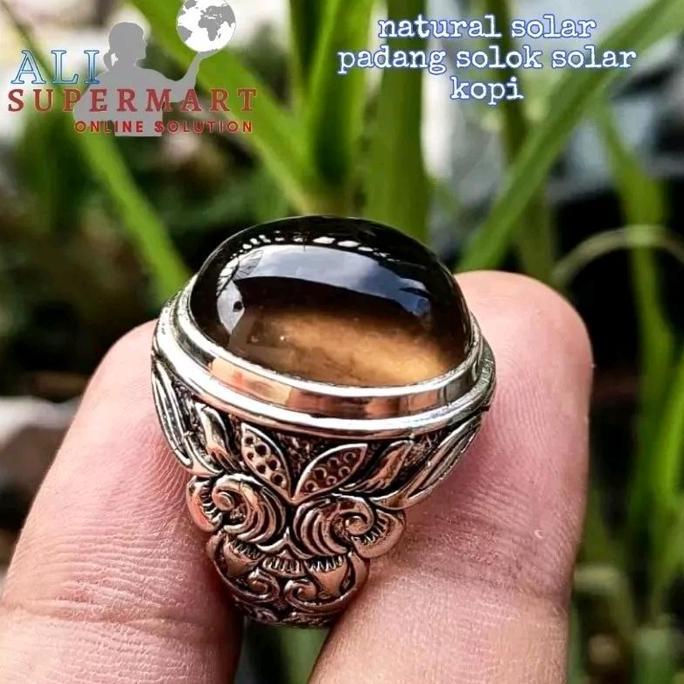 cincin batu akik solar padang solok / solar kopi asli natural/ batu akik solar giwang