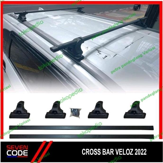Cross Bar Kaki Roof Rack Bagasi Mobil Avanza Veloz 2022 - 2025 Merek Seven E 2 Pcs Forsale