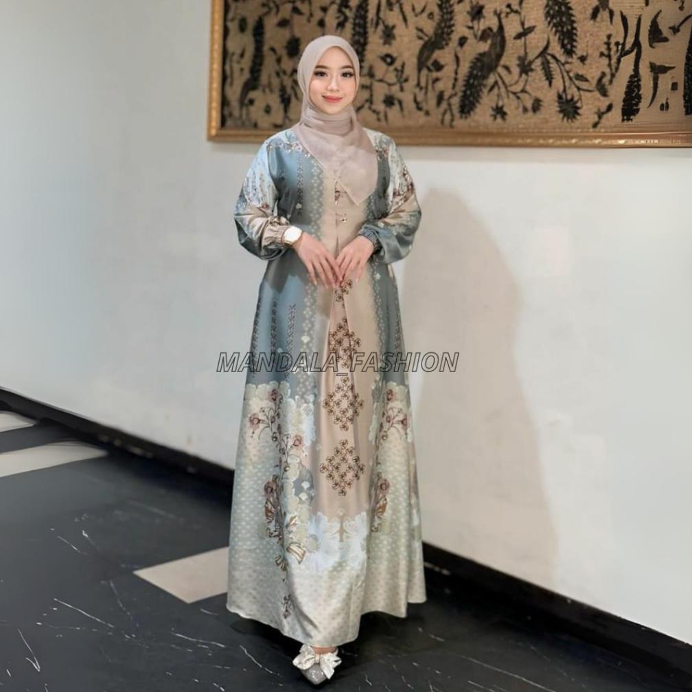 H-4 Baju Gamis Armani Silk Premium Wanita Quality A Motif Bunga Seragaman M L Xl 4L 6L Kondanggan H-