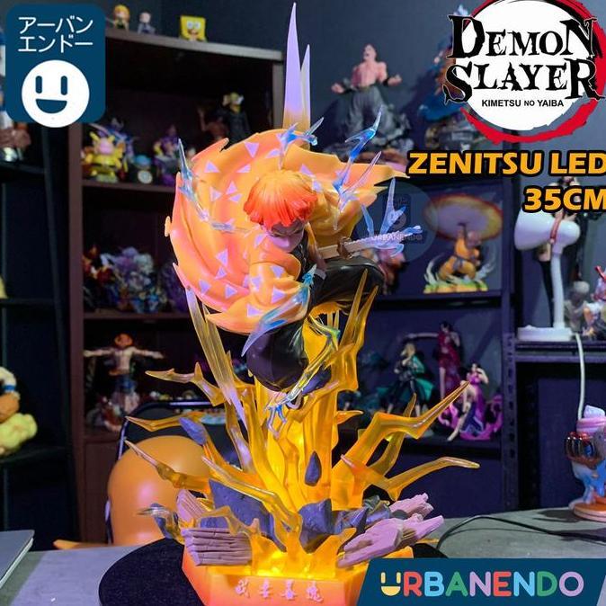 READY Action Figure Zenitsu Demon Slayer LED 35cm Statue Pajangan Anime