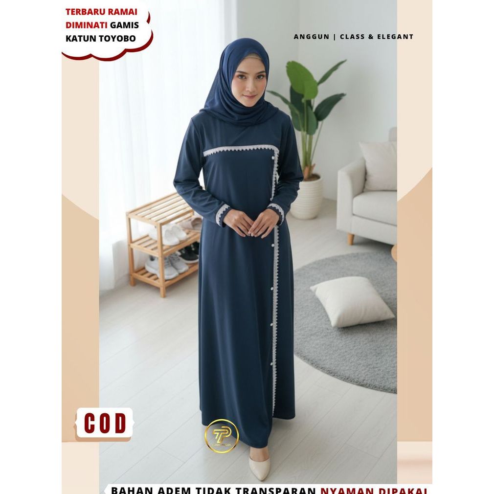 Baju Gamis wanita Remaja Dewasa Bahan Katun Toyobo Premium muslimah Santriwati Kekinian Jumbo B19