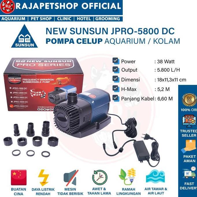 NEW SUNSUN JPRO 5800 DC POMPA CELUP KOLAM AQUARIUM