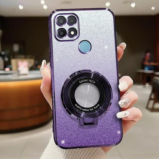 Softcase For Oppo A15, A15S Case Gliter Luxury Silikon With Ring Stand Big Sale