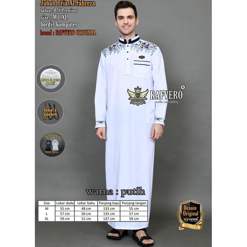 Jubah Muslim Bordir Fahreza Original Rafvero - Jubah Bordir Pria Premium - Baju Gamis Jubah Pria Dew