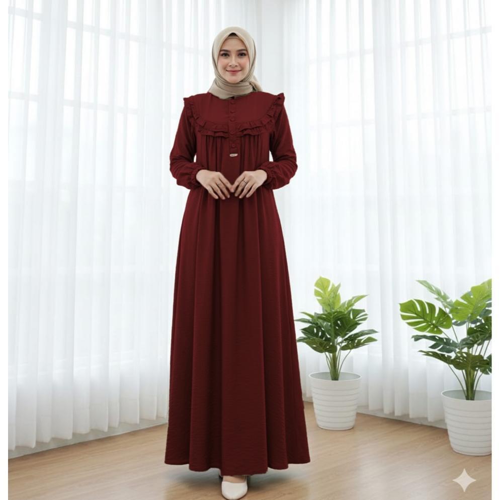 CUCI GUDANG Gamis Crinkle Airflow Premium - Gamis Wanita Muslim - Gamis Polos Jumbo