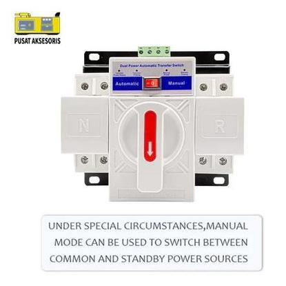 ATS 63A 2P Automatic Transfer Switch 63A 2P Otomatis untuk PLN dan Genset Inverter 2P 63A