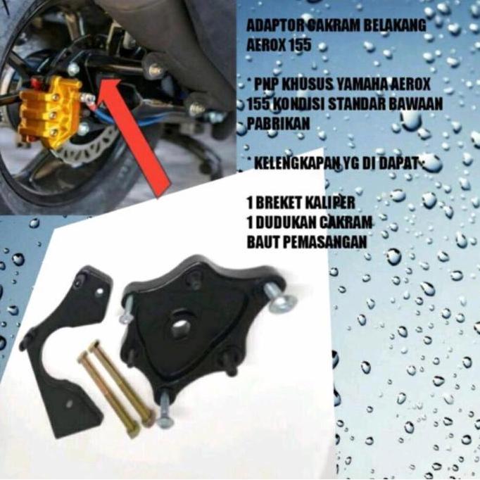 Adaptor Cakram Belakang Aerox 155 + Breket Kaliper Yamaha Aerox 155