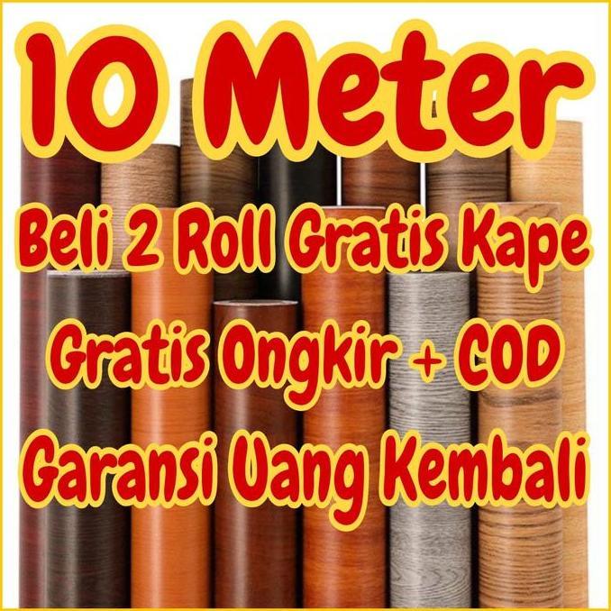 Wallpaper Dinding 10 m 10 meter 45 cm x 10 m MOTIF KAYU JATI TUA MUDA KAYU RUSTIC KAYU HITAM PUTIH M
