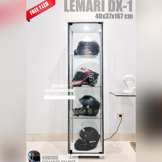 Terlaris Lemari Rak Pajang Display Kaca Koleksi Helm Premium Arai Shoei Zeus Putih