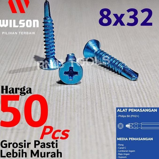 Sekrup Roofing SDS 8 x 32 mm / Baut Sekrup Baja Ringan FH 8 x 32 mm ready