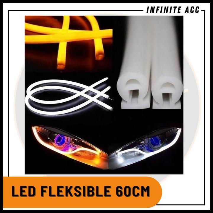 TERBARU LED DRL FLEKSIBLE 60CM LAMPU ALIS MOBIL 2 WARNA 2MODE RUNNING SEIN SEN 