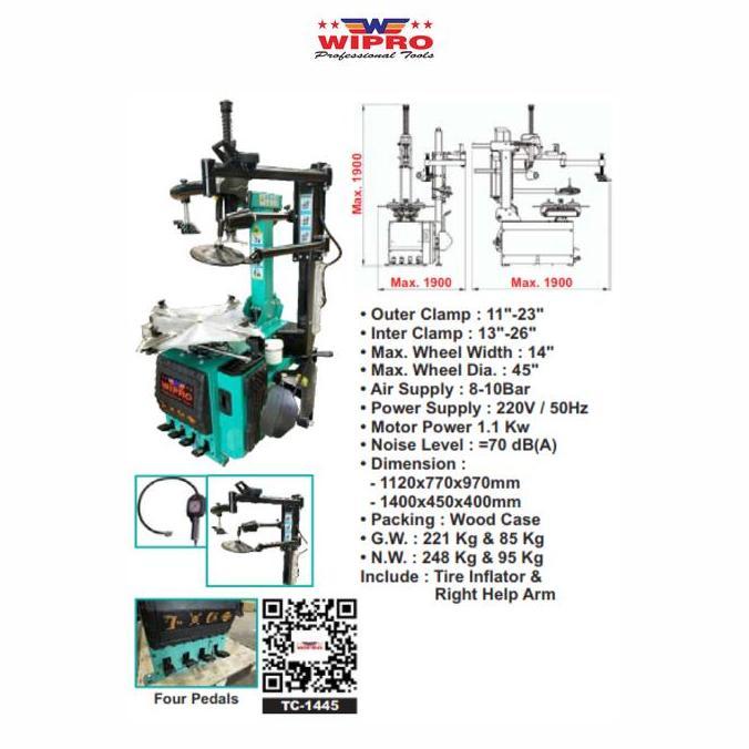 GUNMED Mesin Pembuka Ban Mobil & Motor Otomatis WIPRO TC-1445 / Tire Changer
