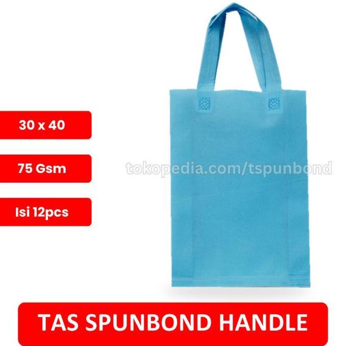 Confezione- Goodie Bag Spunbond Handle Lusinan 30X40 / Kantong Belanja Murah-Biru Muda