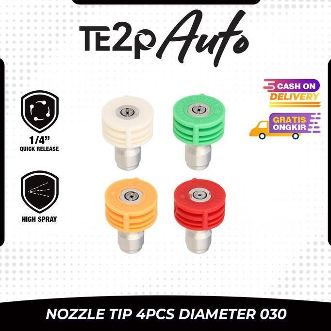 Kirimkirim- Te2P Auto Nozzle Tip Set 4Pcs Mode Semprot 0 15 25 40 Quick Release 1/4" Adaptor Size Di