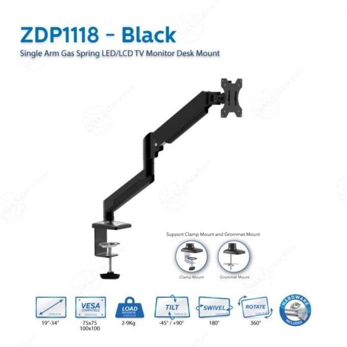 TERBARU - Bracket TV Monitor Gas Spring Oximus ZDP1118 Tilt Swivel ZDP 1118
