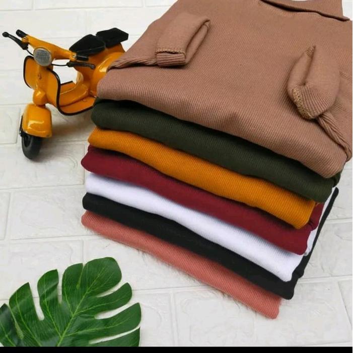 Bisa Cod - Kaos Turtle Neck Leher Tinggi Pria Lengan Panjang,Leher Knitwear Lerah Tebal Santai Polos