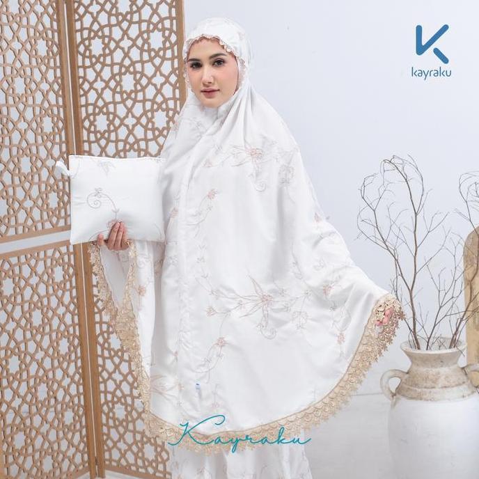 Kayraku - Mukena Dewasa Bordir Katun Bunga Jasmine Renda Rukuh Mewah