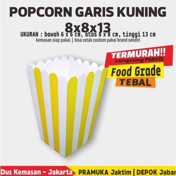 Pacnpac- Box Popcorn Garis 8X8X13 Cm (Isi 50 Pcs)