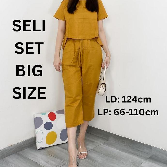 Setgirl- Seli One Set Big Size Setelan Super Jumbo Wanita Linen Panjang Besar