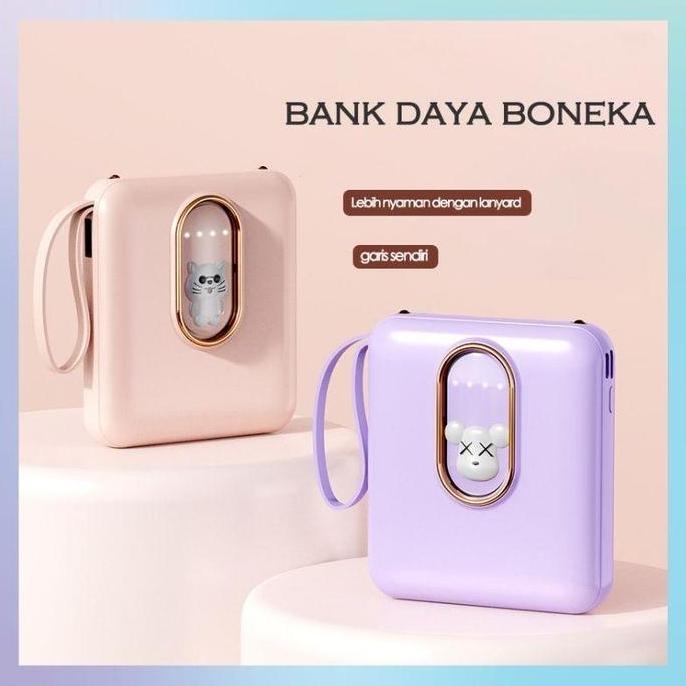 PowerBank Mini 20000mAh Ultimate Backup Battery Cute Kaws Good Quality with 4 Charging Cable Fast Ch