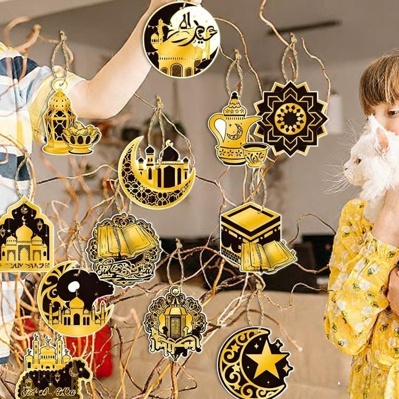 Terbaru 12Pcs Ramadhan Ornamen Dekorasi/Pengajian/Dekorasi Islami/Idul Fitri Lebaran Ramadhan Bulan