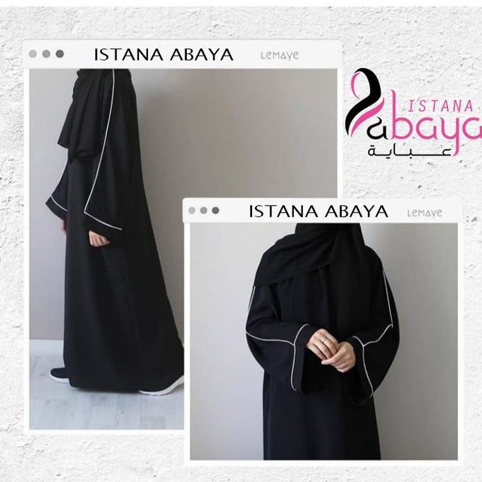 Promo Abaya Turki Kekinian Gamis List Putih Elegan Cantiik. Bahan Jet Black Lembut Terlaris