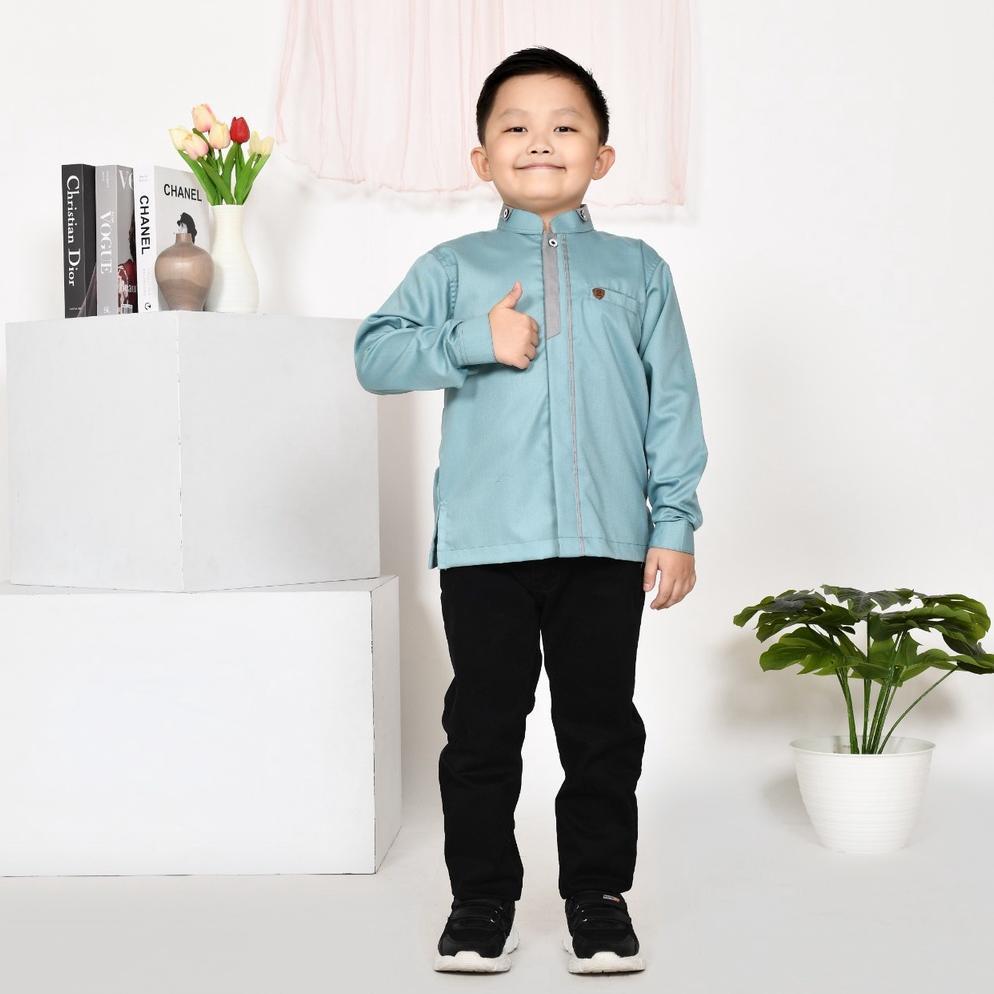 Koko Kemeja Couple Utsman Ayah Anak Lengan Panjang Warna Biru Wardah Flash Sale