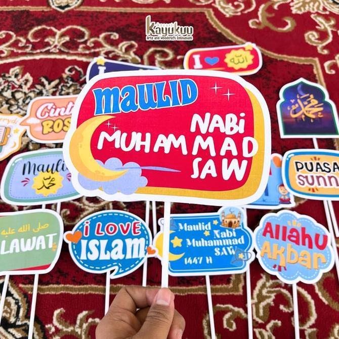 Kreasikayukuu Property Photobooth Maulid Nabi Aksesoris Foto Islami | Dekorasi Acara Spesial Isi 16 