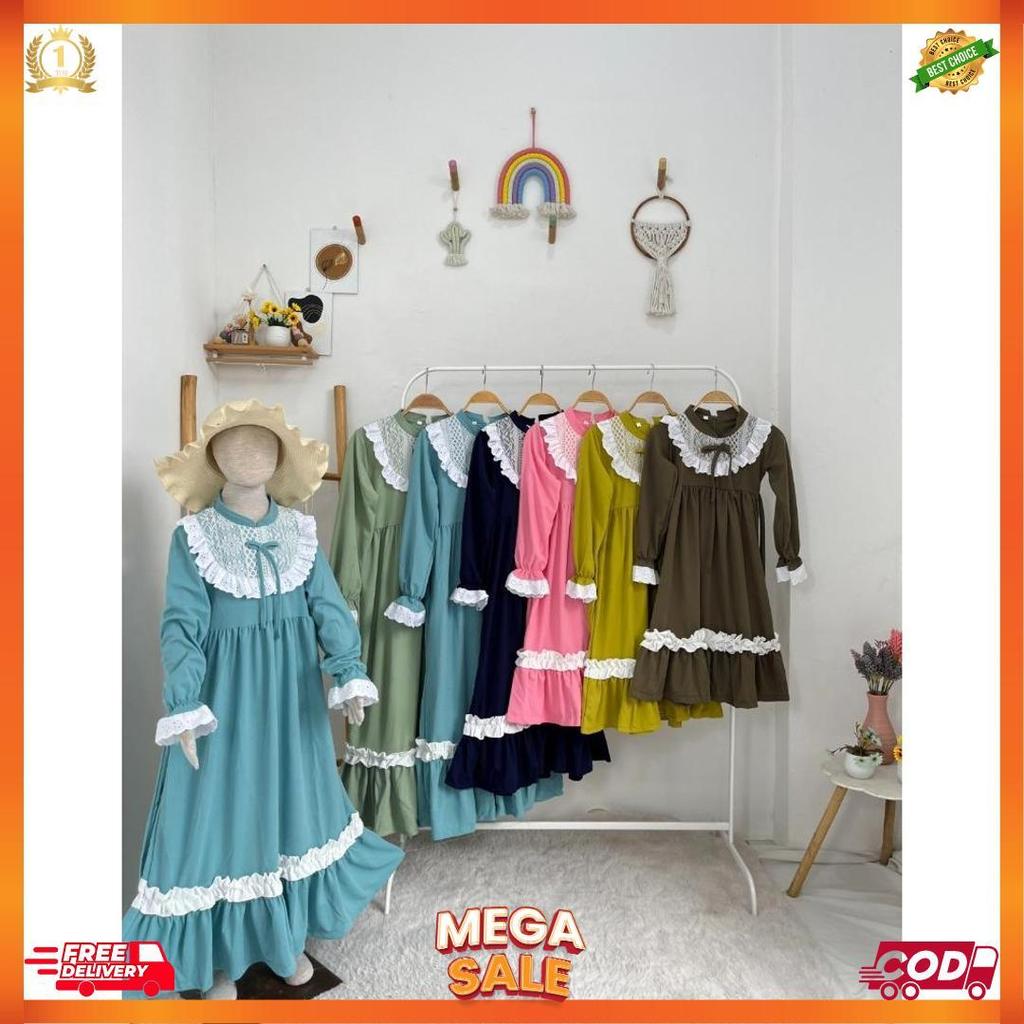 Gamis Anak Dixie Brukat Smlxl Baby.Cloth Untuk Umur 3-14Tahun Muslim  Remaja  Tanggung  Cewek  Panja