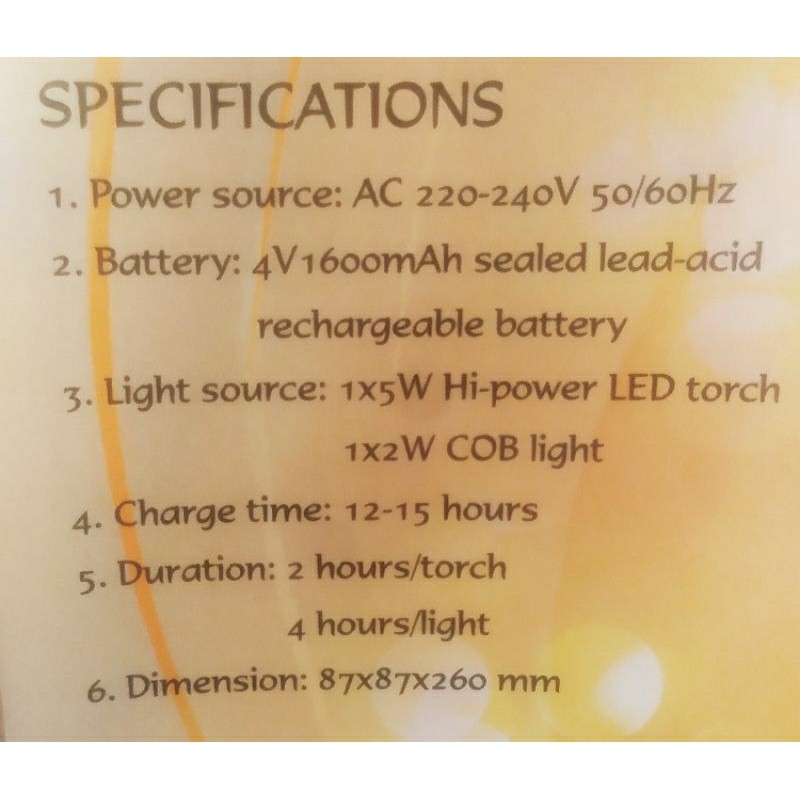 Senter Cas 5W+Lampu Emergency Cob 2W Fox Gf145 Warna Biru Dan Orange