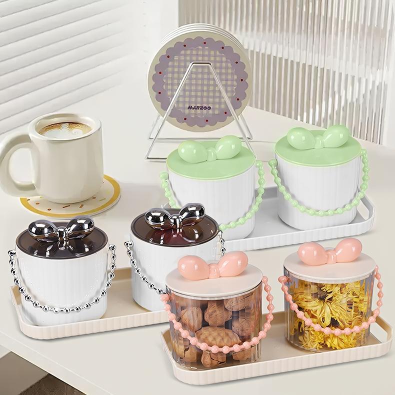 Murah Optivia 1Set Toples Kue Kacang Permen Toples Set + Nampan Toples Imlek Lebaran