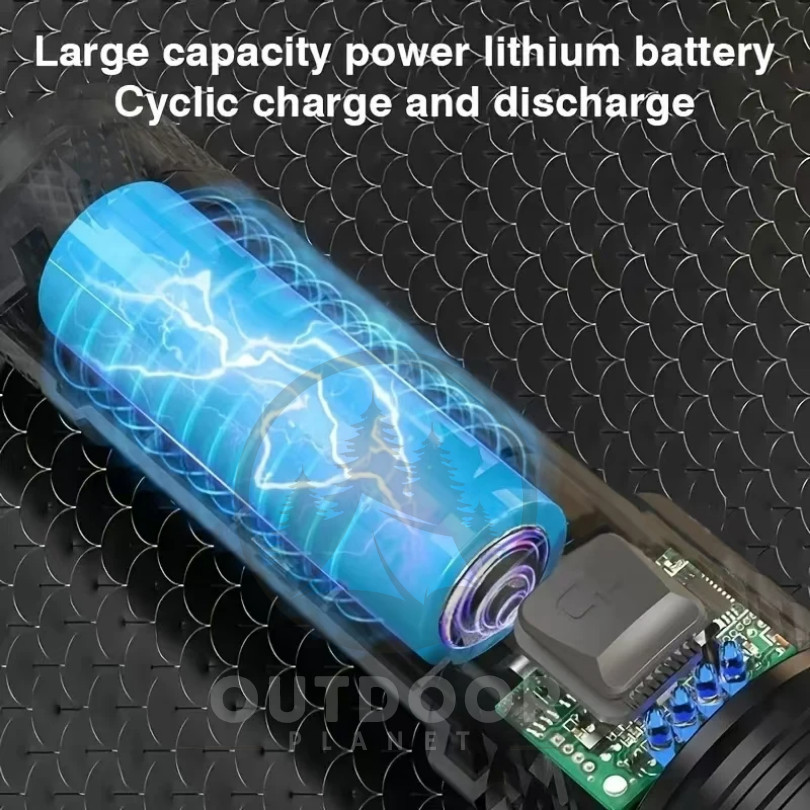 Outdoor Planet (Garansi 1 Tahun) Senter Led Super Terang 10000 Lumens Jarak Jauh Ringan Zoom Usb Rec