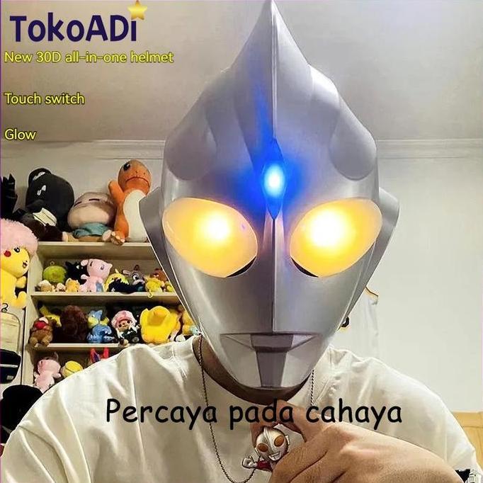 Topeng Helm Ultraman Tiga Mainan Topeng Ultraman Tiga Tactile Switch