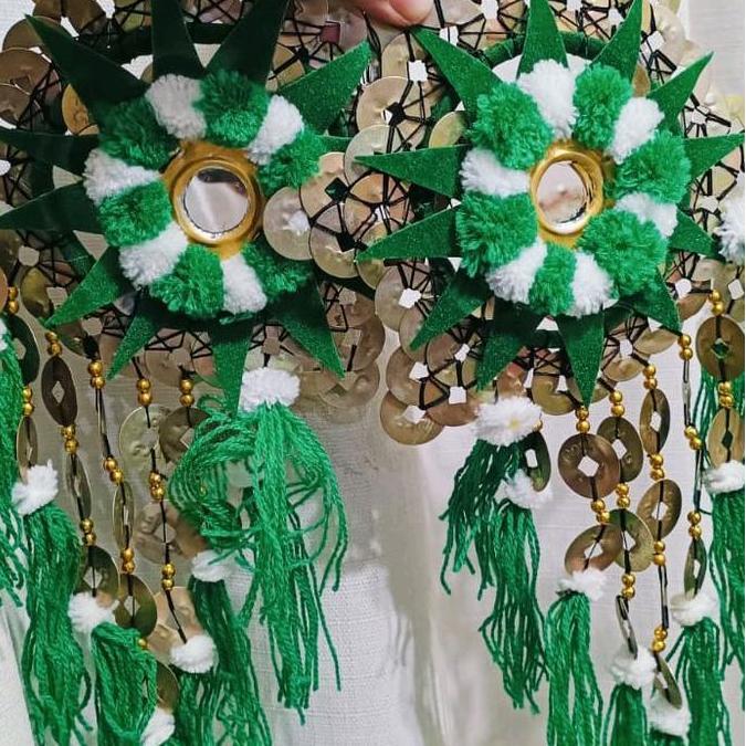 TAMIANG PIS BOLONG WARNA HIJAU / TAMIANG UANG KEPENG BENANG WOL HARGA UNTUK 2PCS