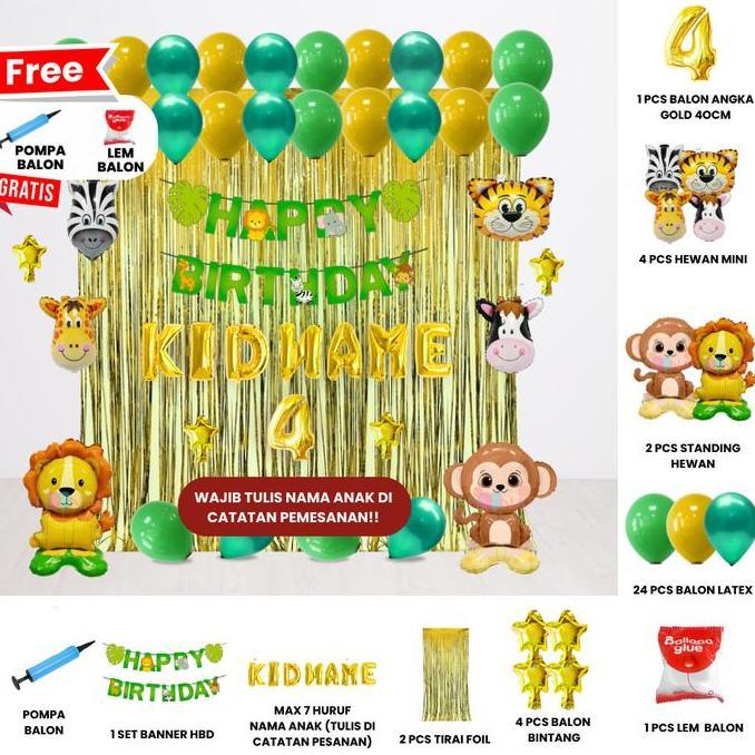 JUNGLE SET DEKOR ULANG TAHUN ANAK/ DEKORASI ULTAH ANAK