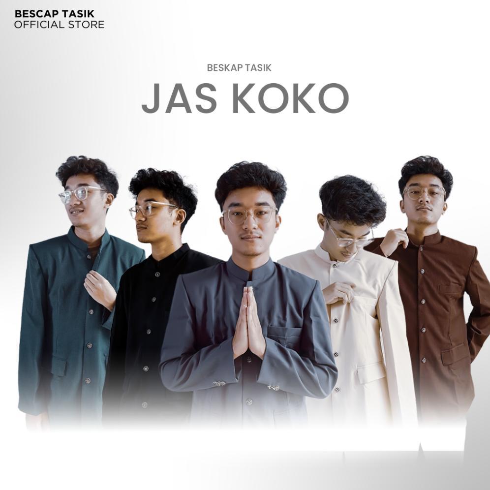 RAVELLEVAULT BESKAP JAS KOKO POLOS PRIA MUSLIM PREMIUM MOTIF SAKU TUTUP LENGAN PANJANG S-XXL ORIGINA